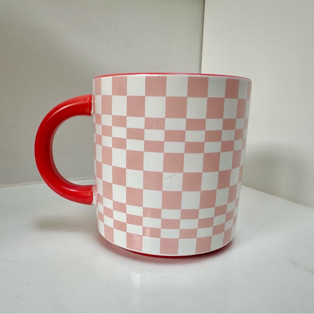 Indigo Checkered Retro Funky 70’s Style Ceramic Mug Set - Picture 5 of 16